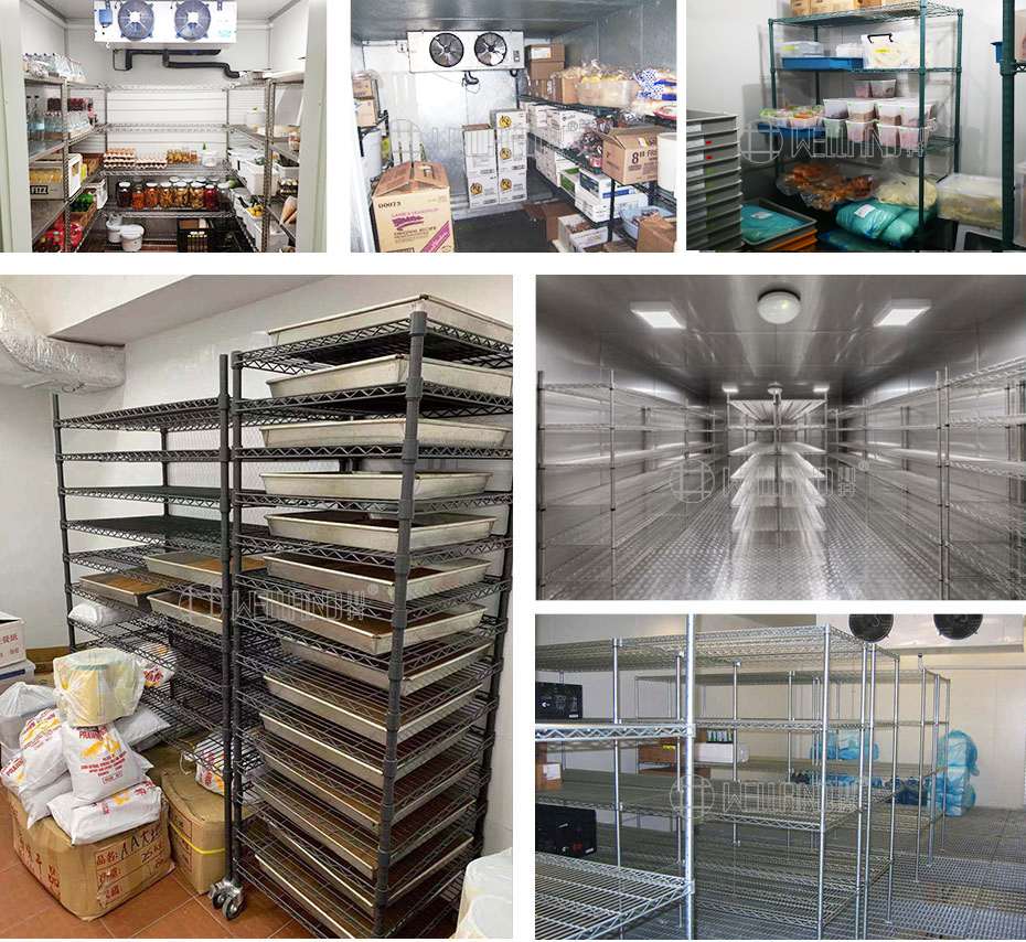 冷庫防銹貨架食品環(huán)保安全無菌多層可調(diào)節(jié)金屬冷庫層架案例